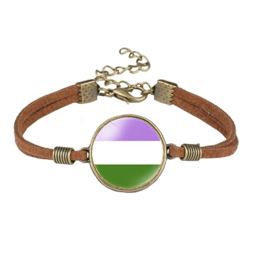 HIJONES Unisex Edelstahl Trendy Regenbogenflaggenarmband Verstellbar Gay LGBT Pride PU Leder Hand SchmuckStil 4 von HIJONES