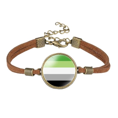 HIJONES Unisex Edelstahl Trendy Regenbogenflaggenarmband Verstellbar Gay LGBT Pride PU Leder Hand SchmuckStil 7 von HIJONES