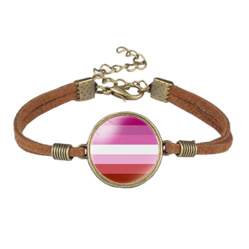 HIJONES Unisex Edelstahl Trendy Regenbogenflaggenarmband Verstellbar Gay LGBT Pride PU Leder Hand SchmuckStil 9 von HIJONES