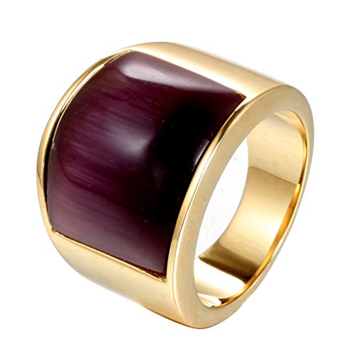 HIJONES Unisex Mosaik Edelstein Ring aus Edelstahl mit Opal Breit Gold Lila Größe 60 HIJONES Unisex Mosaik Edelstein Ring aus Edelstahl mit Opal Breit Gold Lila Größe 60 von HIJONES