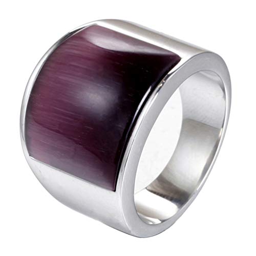 HIJONES Unisex Mosaik Edelstein Ring aus Edelstahl mit Opal Breit Silber Lila Größe 60 HIJONES Unisex Mosaik Edelstein Ring aus Edelstahl mit Opal Breit Silber Lila Größe 60 von HIJONES