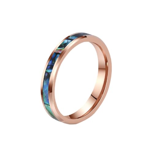 HIJONES Unisex Wolfram Stahl Abalone Muschel Opal Galaxie Fragment Inlay Paar Ring Gebogen Glänzend Hochzeit Finger Schmuck 4MMROSÉGOLD Größe 52 (16.6) von HIJONES