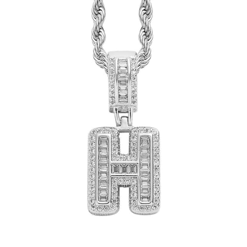 HIJONES Zirkonia 26 Buchstaben Anhänger Kette für Damen Edelstahl Personalisiertes Schmuckstück mit Initialen Silber H von HIJONES