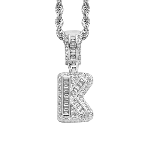 HIJONES Zirkonia 26 Buchstaben Anhänger Kette für Damen Edelstahl Personalisiertes Schmuckstück mit Initialen Silber K von HIJONES