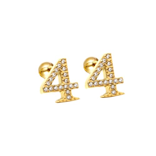 HIJONES Zirkonia Zahl 1-9 Ohrstecker für Frauen Eleganter Ohrschmuck Gold 4 von HIJONES