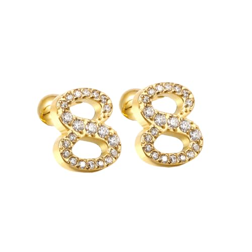 HIJONES Zirkonia Zahl 1-9 Ohrstecker für Frauen Eleganter Ohrschmuck Gold 8 von HIJONES