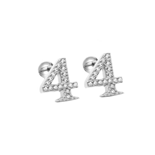 HIJONES Zirkonia Zahl 1-9 Ohrstecker für Frauen Eleganter Ohrschmuck Silber 4 von HIJONES