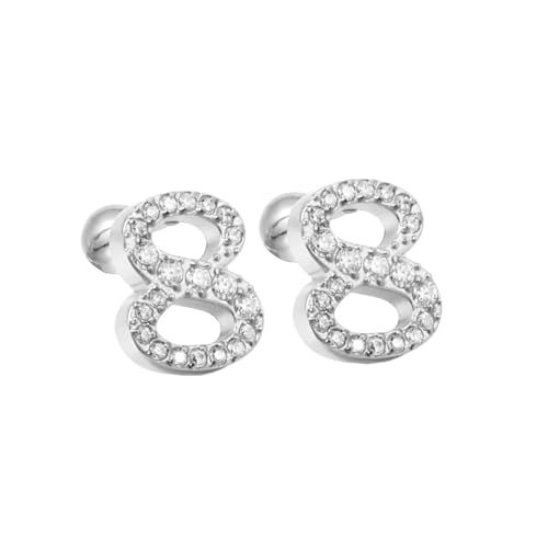HIJONES Zirkonia Zahl 1-9 Ohrstecker für Frauen Eleganter Ohrschmuck Silber 8 von HIJONES