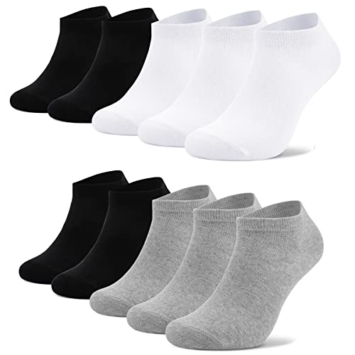 10 Paar Sneaker Socken Damen 39-42 Socken Herren Sportsocken Kurze Halbsocken Baumwolle Unisex,Schwarz Weiß Grau,39-42 von HIKARO