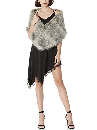 HIKARO Damen Kunstfell Schal Wrap Winter Stola Shrug Mantel Umhang Strass Broschen für Abendkleid Party und Hochzeit von HIKARO