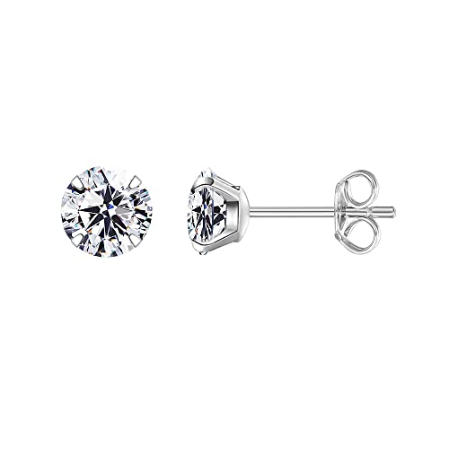 HIKARO Hypoallergene Titan-Ohrringe für empfindliche Ohren Birthstone Kristall Zirkonia Ohrstecker, Implantat Qualität durchbohrt Beiträge (5mm, White CZ) von HIKARO