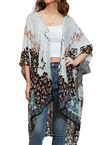 HIKARO Damen-Bikini, Blumenmuster, Kimono-Strickjacke, Pareos Bademode Cover Up von HIKARO