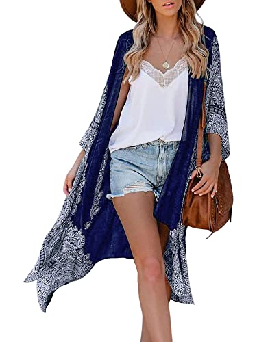 HIKARO Damen-Bikini, Blumenmuster, Kimono-Strickjacke, Pareos Bademode Cover Up von HIKARO