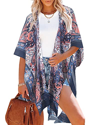 HIKARO Damen-Bikini, Blumenmuster, Kimono-Strickjacke, Pareos Bademode Cover Up von HIKARO