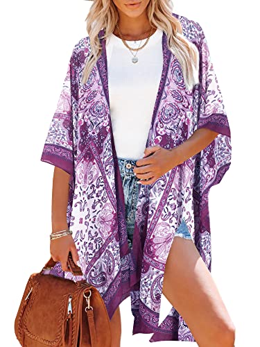 HIKARO Damen-Bikini, Blumenmuster, Kimono-Strickjacke, Pareos Bademode Cover Up von HIKARO