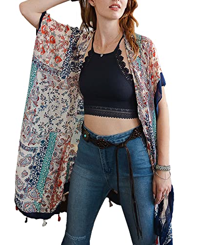 HIKARO Damen-Bikini, Blumenmuster, Kimono-Strickjacke, Pareos Bademode Cover Up von HIKARO