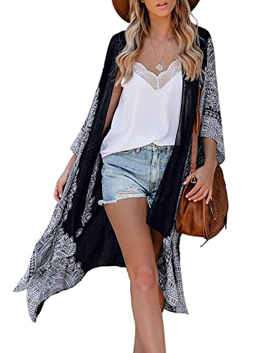 HIKARO Damen-Bikini, Blumenmuster, Kimono-Strickjacke, Pareos Bademode Cover Up von HIKARO