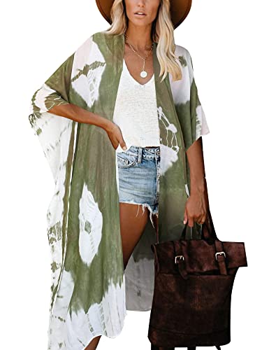 HIKARO Damen Kimono-Cardigan Pareo mit Blumenmuster, Boho-Bikini-Badebekleidung von HIKARO