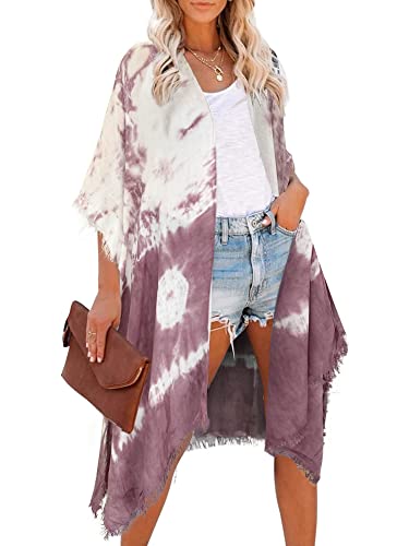 HIKARO Damen Kimono-Cardigan Pareo mit Blumenmuster, Boho-Bikini-Badebekleidung von HIKARO