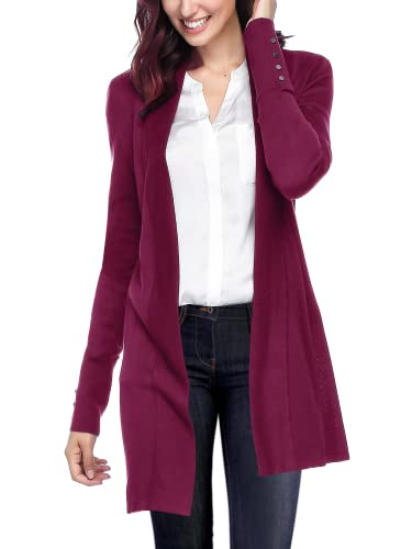 HIKARO Damen Leichte Strickjacken Langarm Pullover Pflaume Lila von HIKARO