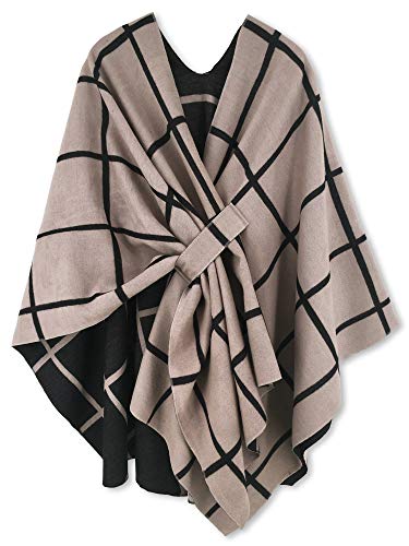 HIKARO Damen Poncho Strick Cape Mode Wendbar Schal Umhang Elegant Cardigan Kreativer Mantel Herbst Festliche Geschenke für Mädchen von HIKARO