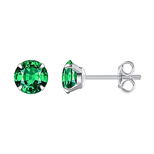 HIKARO Hypoallergene Titan-Ohrringe für empfindliche Ohren Birthstone Kristall Zirkonia Ohrstecker, Implantat Qualität durchbohrt Beiträge (5mm, Green CZ) von HIKARO