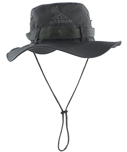 HIKEMAN Bucket Hat Fischerhut Sonnenhut - Sommerhut Sonnenschutz Gartenhut mit Kinnband,Outdoor Wanderhut Anglerhut for Damen Herren(Armee-grü,60) von HIKEMAN