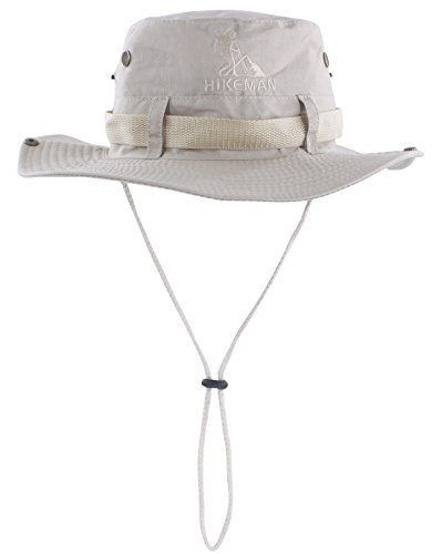 HIKEMAN Bucket Hat Fischerhut Sonnenhut - Sommerhut Sonnenschutz Gartenhut mit Kinnband,Outdoor Wanderhut Anglerhut for Damen Herren(beige,62) von HIKEMAN