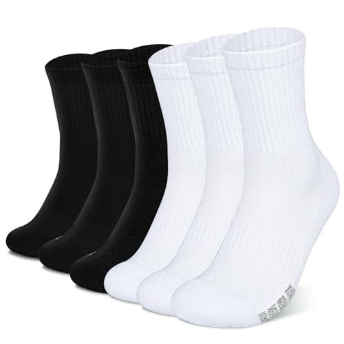 HIKERHEAVENLAR Gepolsterte Sportsocken für Herren und Damen atmungsaktive Laufsocken Anti-Blasen-Performance-Sporttrainersocken Fußball Tennis Radfahren Basketball Wandern 37-42 3Schwarz3Weiß M 6P von HIKERHEAVENLAR