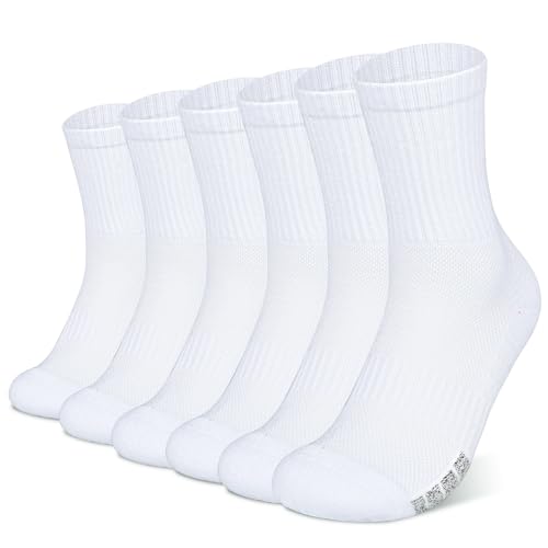 HIKERHEAVENLAR Gepolsterte Tennissocken für Herren und Damen atmungsaktive Laufsocken Anti-Blasen-Performance-Sporttrainersocken Fußball Basketball Handball Wandern 47-50 Weiß XL 6P von HIKERHEAVENLAR
