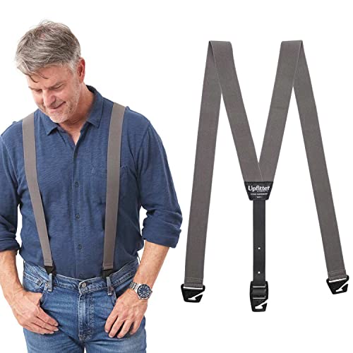 HIKERS Upfitter Fitted Herren Strapse für Unter- oder Überbekleidung | No Show Gürtel-Alternative | Gürtelschlaufe Hosenträger Co., GRAU, M von HIKERS