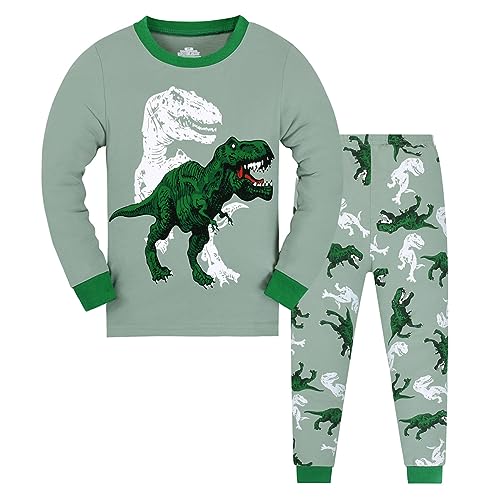 HIKIDS Jungen Schlafanzug Lang Pyjamas Sets Kinder Dinosaurier Kleinkind Zweiteiliger Pjs Nachtwäsche 3-4 Jahre von HIKIDS