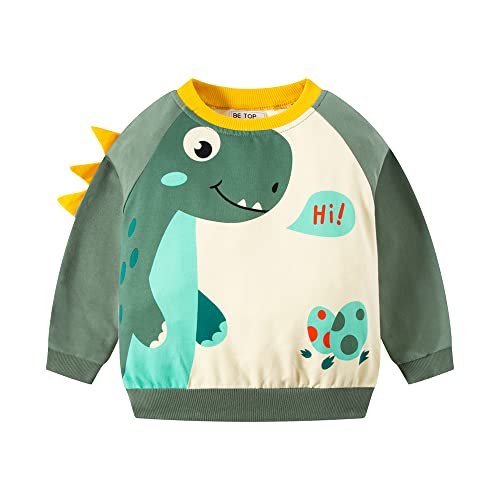 HIKIDS Jungen Sweatshirt Kinder Langarm Pullover Top Sportlich Crewneck Dinosaurier Motorrad T-Shirt Streetwear Kinderkleidung 98 von HIKIDS