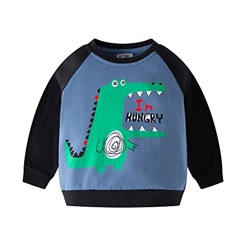 HIKIDS Jungen Sweatshirt Kinder Langarm Pullover Top Sportlich Crewneck Krokodil T-Shirt Streetwear Kinderkleidung 98 von HIKIDS