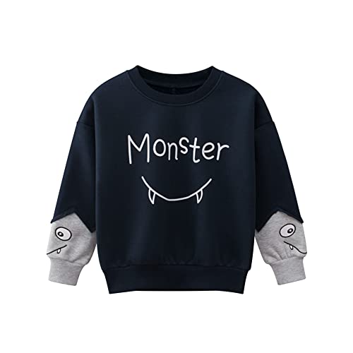 HIKIDS Jungen Sweatshirts Kinder Langarm Pullover Top Sportlich Crewneck Monster Kapuzenpullover T-Shirt Streetwear Kinderkleidung 116 von HIKIDS