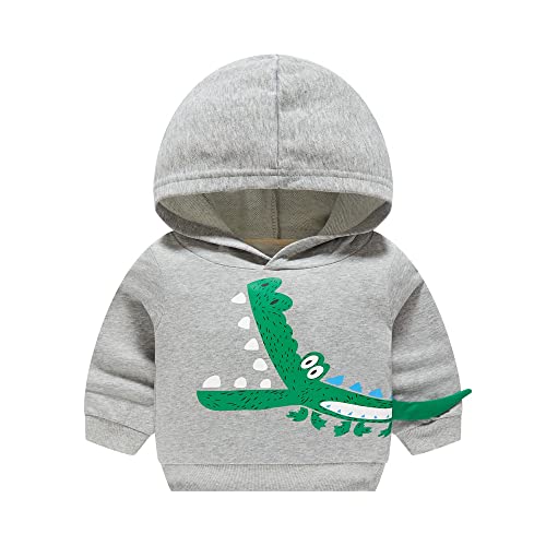 HIKIDS Jungen Sweatshirts Kinder Langarm Pullover Top Sportlich Hoodie Crewneck Krokodil Kapuzenpullover T-Shirt Streetwear Kinderkleidung 122 von HIKIDS