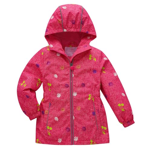 HIKIDS Softshelljacken Mädchen Wasserdicht Jacke Kirsche Rot Windjacke Warm Innenfutter Kinder Outdoor Winterjacke Regenjacke Regenmantel Skijacke mit Abnehmbare Kapuze 134/140 von HIKIDS