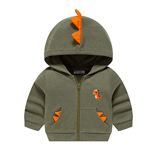 HIKIDS Unisex Kinder Mantel mit Kapuze Reißverschluss Sport Basketball Herbst Baumwolle Dünne Sweatjacke Baby Schlichtes Grün Jacken für Jungen 104 von HIKIDS