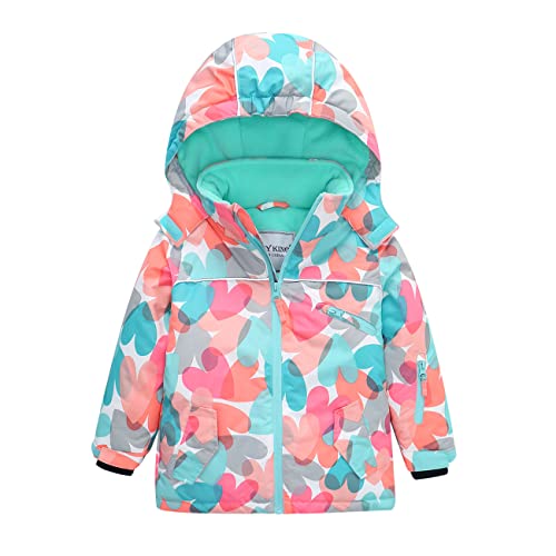 HIKIDS Wasserdicht Jungen Ski jacke Mädchen Fleece Schnee Parka Kinder Windjacke Schneejacke Skijacke Winterjacke Snowboard Jacke Outdoor Alpin-Jacke Wander Trekking Bergsteigen Warm Mäntel Rosa 122 von HIKIDS