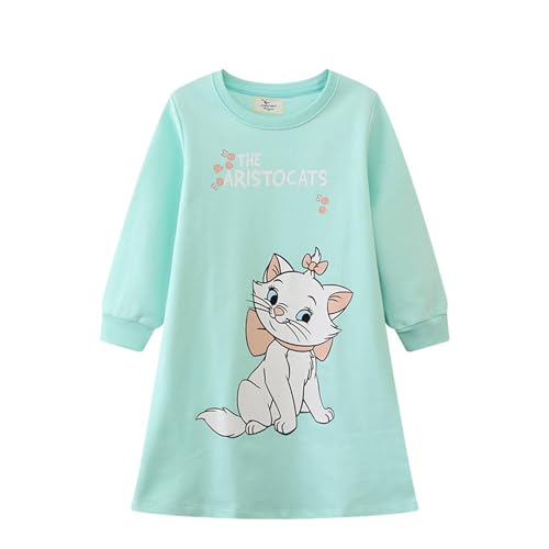 Mädchen Kleid Winter Katze Grün T-Shirt Kleider Baby Baumwolle Herbst Langarm Geburtstag Kleid Weihnachten Freizeitkleid Partykleid Blusenkleid Kinder 6 Jahre von HIKIDS