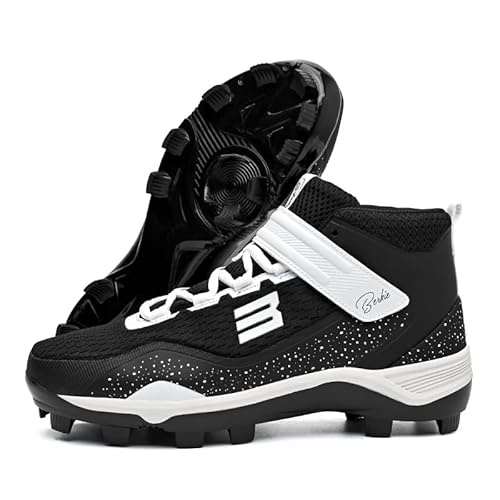 Herren High Performance Abriebfeste rutschfeste Baseball Cleats für Spiele und Training., Schwarz, 44.5 EU von HIKLDK