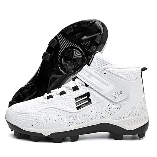 Herren High Performance Abriebfeste rutschfeste Baseball Cleats für Spiele und Training., Weiss/opulenter Garten, 41.5 EU von HIKLDK