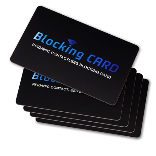RFID-blockierende Karte (5er-Pack) für Brieftaschen, schlanker RFID-/NFC-Blocker, eine Karte schützt die gesamte Brieftasche und den Reisepass, kontaktloser Debit-/Kreditkartenschutz, Diebstahlschutz RFID-blockierende Karte (5er-Pack) für Brieftaschen, schlanker RFID-/NFC-Blocker, eine Karte schützt die gesamte Brieftasche und den Reisepass, kontaktloser Debit-/Kreditkartenschutz, Diebstahlschutz von HIKLOKT
