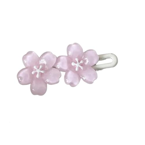 2 x süße Jelly Kirschblüten Haarspangen Kopfbedeckung Niedliche Mädchen BB Clip Y2K Seitlicher Pony Clip Haarschmuck Frische Blumen Haarnadel (A-2 Stück rosa) von HIKOO DAILY