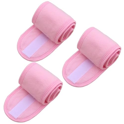 Breites Haarband, verstellbar, für Damen, Yoga, Bad, Dusche, Make-up, Waschen, Gesicht, Kosmetik, Haarbänder, Zubehör (3 Stück, rosa), 3 Stück von HIKOO DAILY