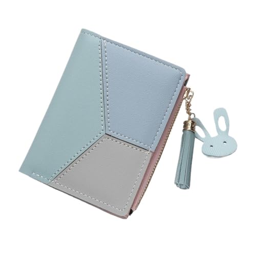 HIKOO DAILY Damen Geldbörse PU Leder Damen Geldbörse aus Leder Frauen Geldbörsen Kartenhalter Faltbare Tragbare Lady Münzbörsen, blau, 1 Stpck von HIKOO DAILY