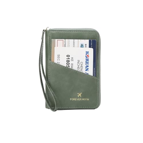 HIKOO DAILY Retro Reisepasstasche für Damen und Herren RFID Modische Reisepasshülle Multifunktional PU Leder Reisepass Clip Reisezubehör, Hz726-grün, Einheitsgröße von HIKOO DAILY