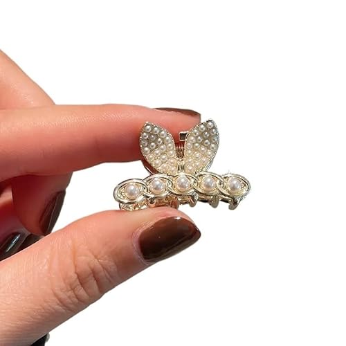 Mini-Haarklammer mit Perlen und Strasssteinen, Retro-Diamant-Blume, für Damen und Mädchen, Krabben-Klaue, kleine Haarnadeln (2993) von HIKOO DAILY