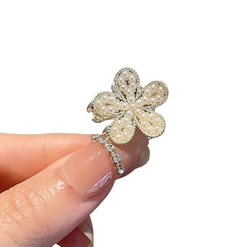 Mini-Haarklammer mit Perlen und Strasssteinen, Retro-Diamant-Blume, für Damen und Mädchen, Krabben-Klaue, kleine Haarnadeln (3047) von HIKOO DAILY