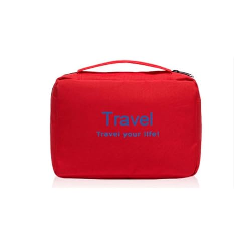 Reise-Kosmetiktasche, faltbar, wasserdicht, für Damen und Herren, Make-up-Tasche, Toilettenartikel-Organizer, hängende Badezimmer-Aufbewahrung, Kulturbeutel, rot, 1 Stpck Reise-Kosmetiktasche, faltbar, wasserdicht, für Damen und Herren, Make-up-Tasche, Toilettenartikel-Organizer, hängende Badezimmer-Aufbewahrung, Kulturbeutel, rot, 1 Stpck von HIKOO DAILY